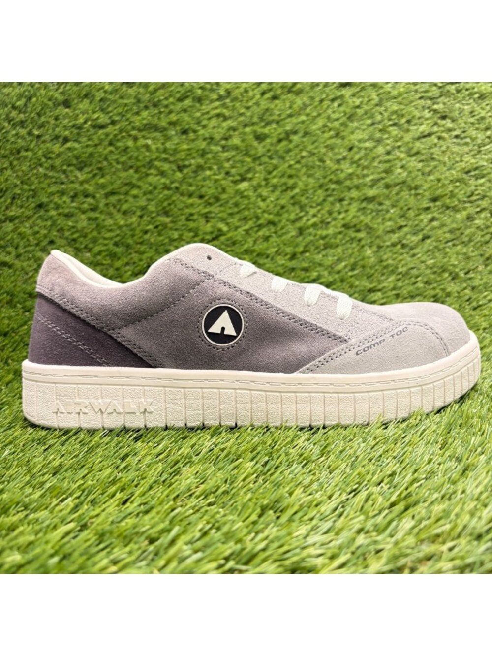 Airwalk Camino Womens Size 9.5 Gray White Suede Composite Toe Safety Work Shoes
